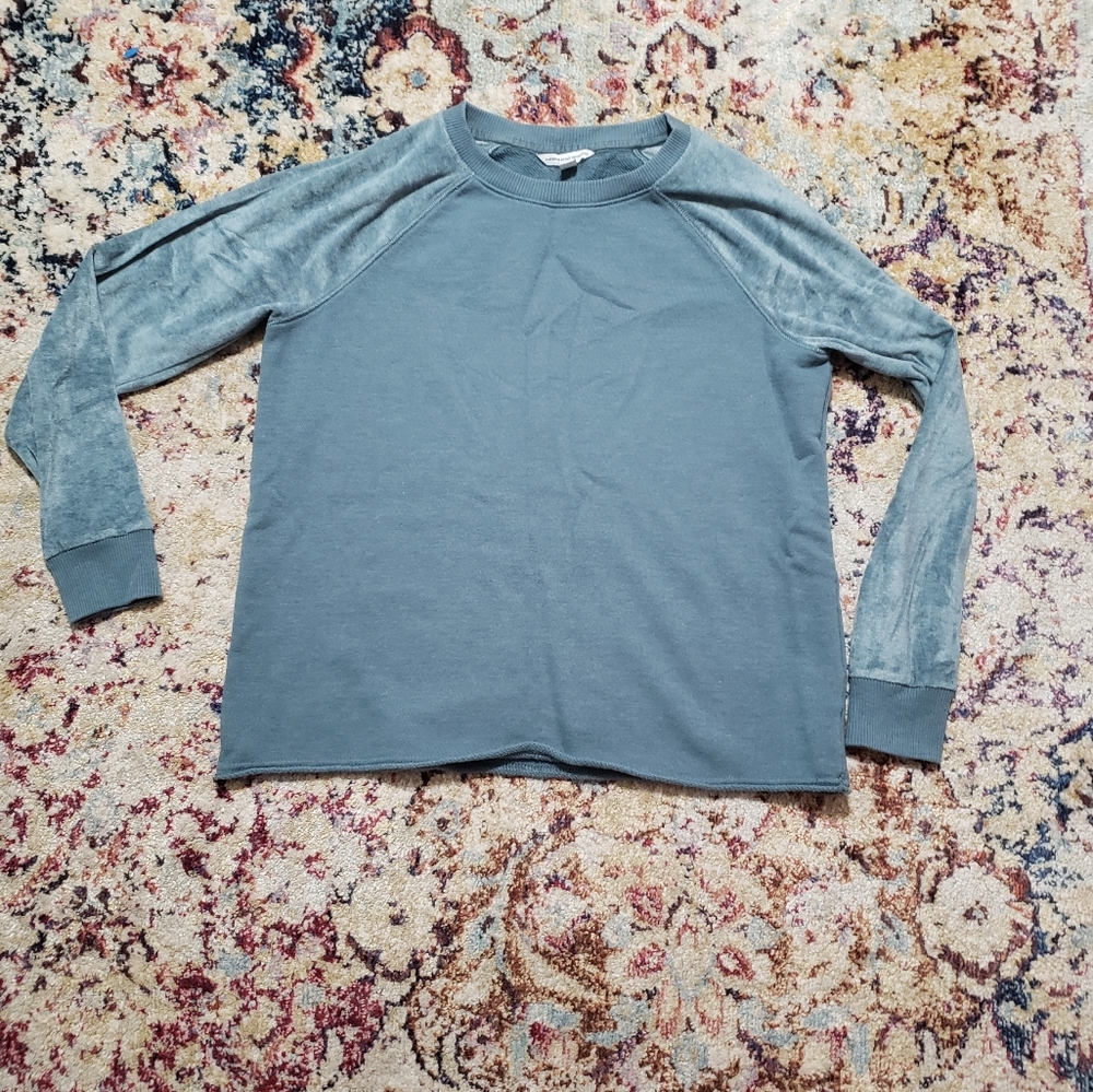American Eagle Mixed Media Sweatshirt Blue Green Size Small